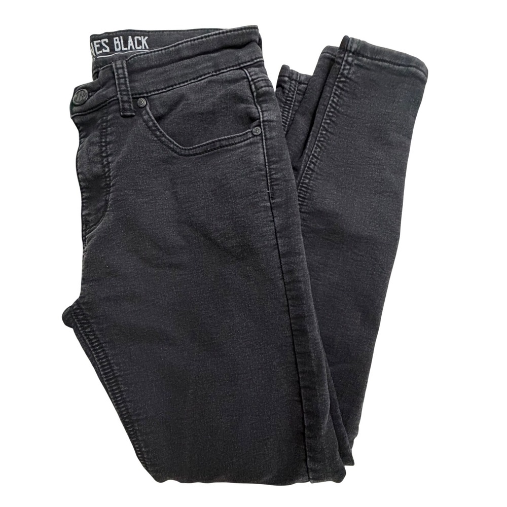 Vintage Genes Black Mens Skinny Fit Jeans Faded Black Denim W30 L30 Stretch